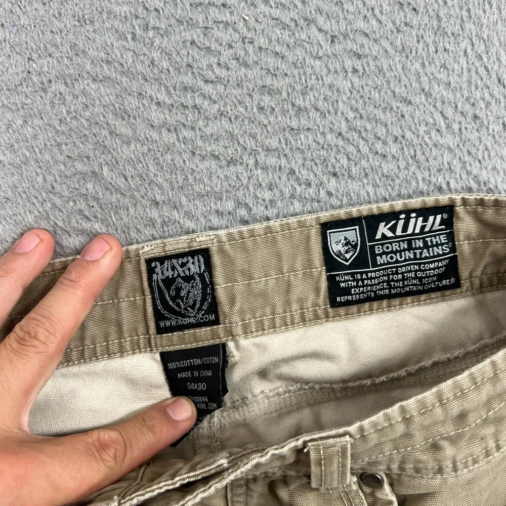 Kuhl KANVUS Jean 34x30 Outdoor Tan Cotton Vintage Patina Dye Distressed